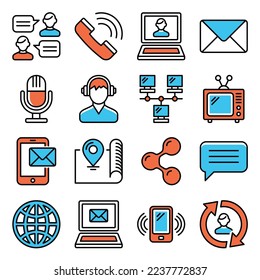Contáctenos Iconos sobre fondo blanco. Vector