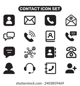 Contact us icons set on white background for graphic and web design. Simple vector sign.