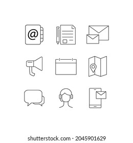 póngase en contacto con nosotros iconos set. elementos vectores del símbolo del paquete de contactos de ee.uu. para web infográfica