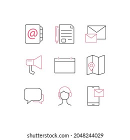 contact us icons set. contact us pack symbol vector elements for infographic web