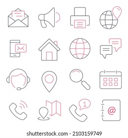 contact us  icons set . contact us  pack symbol vector elements for infographic web