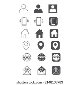 Contact us icons set , Simple flat vector icons set on white background
