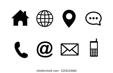 Contact us icons set, web icon set symbol vector. symbol for web site Computer and mobile vector.