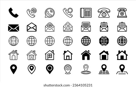 Kontaktieren Sie uns Symbole, Set von Website-Symbol Vektorgrafik. Symbol für Kommunikation, Als flache Symbole kontaktieren Solid Style, Web-Icon, kontaktieren Sie uns Symbol, Kontaktinformationen Symbole, Vektorgrafik für Visitenkarten und Website