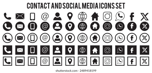 Contact us icons, set of website icons, vector. Communication symbol.