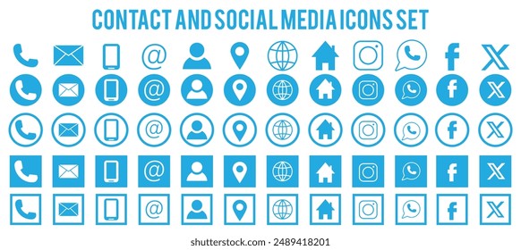 Contact us icons, set of website icons, vector. Communication symbol.