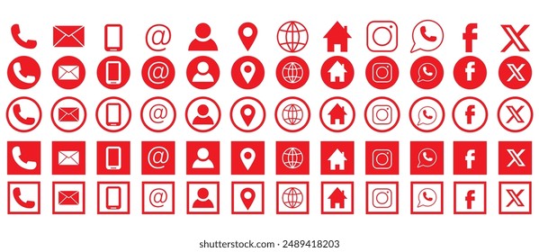 Contact us icons, set of website icons, vector. Communication symbol.