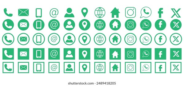 Contact us icons, set of website icons, vector. Communication symbol.