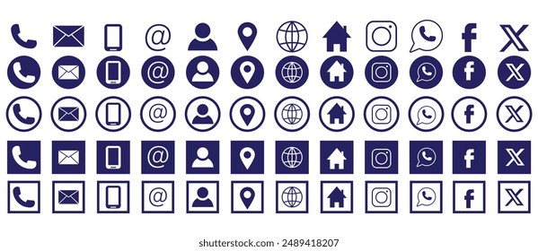 Contact us icons, set of website icons, vector. Communication symbol.