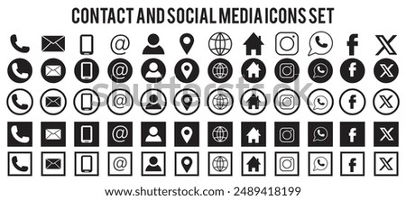 Contact us icons, set of website icons, vector. Communication symbol.