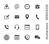 Contact us icons. Simple flat vector icons set on white background