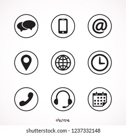 	
Contact us icons. Simple flat vector icons set on white background - stock vector
