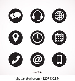 	
Contact us icons. Simple flat vector icons set on white background - stock vector