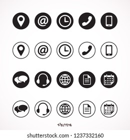 	
Contact us icons. Simple flat vector icons set on white background - stock vector