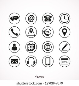 	
Contact us icons. Simple flat vector icons set on white background - stock vector