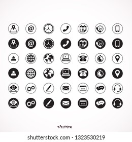 Contact us icons. Simple flat vector icons set on white background - stock vector - Векторная графика