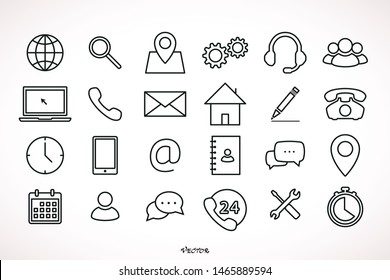 	
Contact us icons. Simple flat vector icons set on white background - stock vector