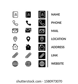Contact us icons. Simple flat vector icons set on white background