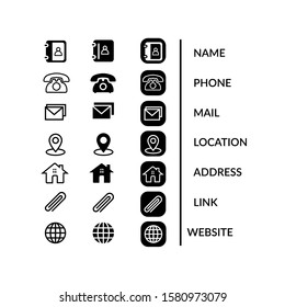 Contact us icons. Simple flat vector icons set on white background