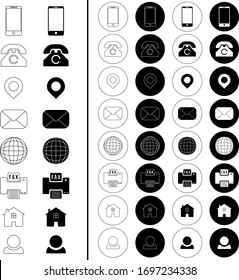 Contact us icons. Simple flat vector icons set on white background