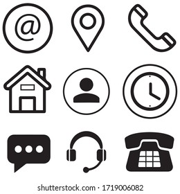 Contáctenos con los iconos. Conjunto simple de iconos vectoriales planos