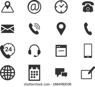 Contact us icons. Simple flat vector icons set on white background