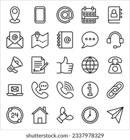 Contact us icons. Simple flat vector icons set, vector illustration on white background