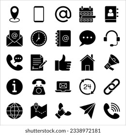 Contact us icons. Simple flat vector icons set, vector illustration on white background