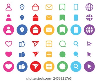 Contact us icons. Simple flat vector icons set on white background