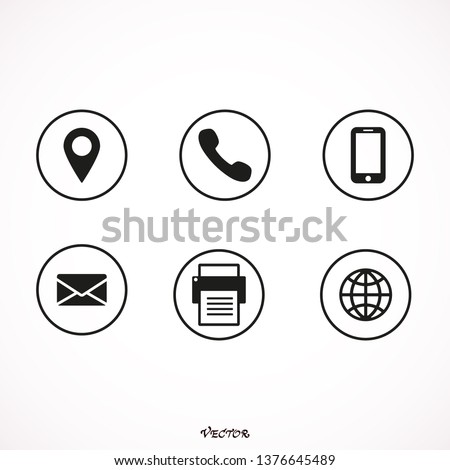 Contact us icons. Simple flat icons set on white background