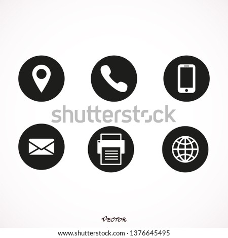 Contact us icons. Simple flat icons set on white background