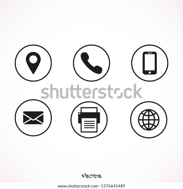 Contact us icons. Simple flat icons set on\
white background