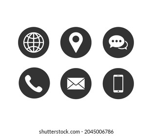 Contact us icons, vector for business card and websites