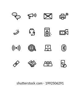 Contáctenos con los iconos. conjunto de iconos de línea vectorial.