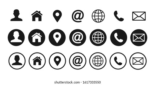 Contact us icons. Web icon set. Vector illustration.