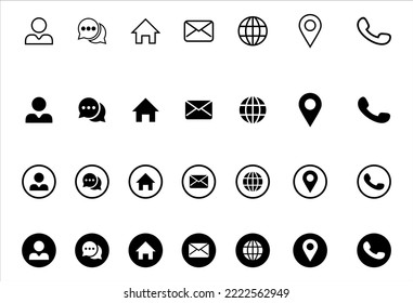 Contáctenos con los iconos. Conjunto de iconos web Vector