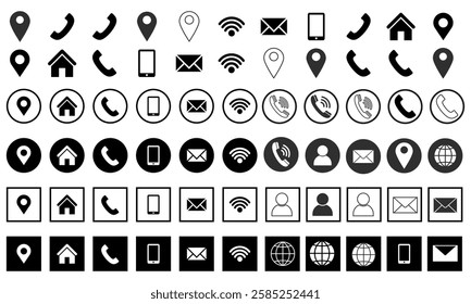 Contact us icons. Web icon set. Vector illustration.