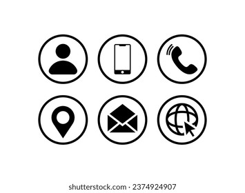 Contact us icons. Website icons symbol. Communication icons set vector.