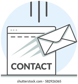 Contact Us - Infographic Icon Elements from Web Development Set. Flat Thin Line Icon Pictogram for Website and Mobile Application Graphics.