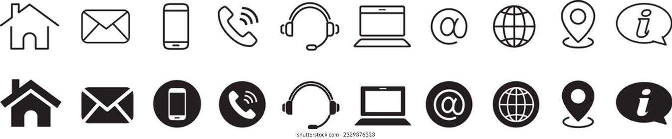 Contact us information icon collection 