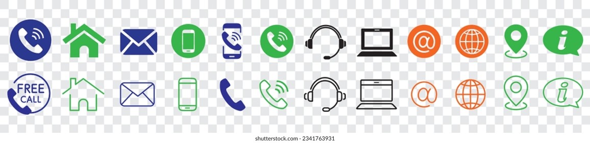 Contact us information icon collection 
