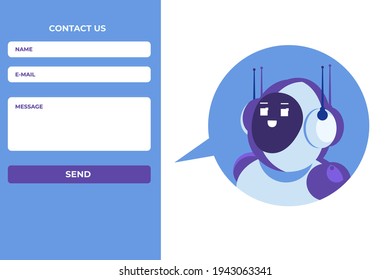 Contact us landing page template. Vector illustration.