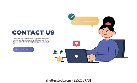 Contact us landing page. Vector website template
