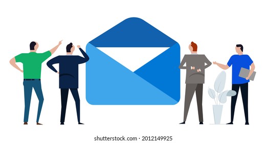 contact us large envelope team looking at email letter get feedback message customer communication 