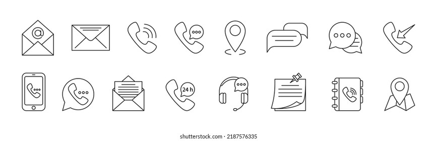 Contact Us line art icon set design template vector illustration