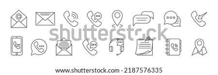 Contact Us line art icon set design template vector illustration