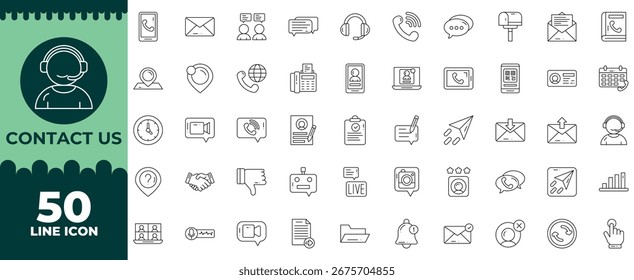 Contact Us Line Editable Icons set. Vector illustration in modern thin line style of Contact Us icons: chat, call, phone, etc