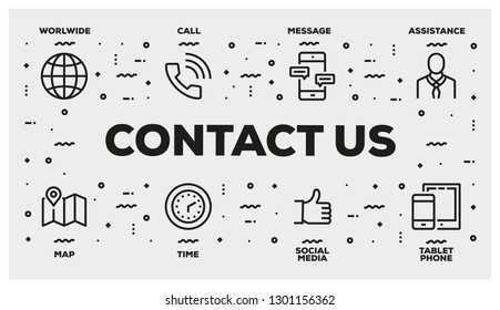 CONTACT US LINE ICON SET