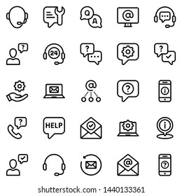 Contact Us Line Icon Set - 1