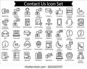 Kontaktieren Sie uns Line Icon Set, Line Icon Set